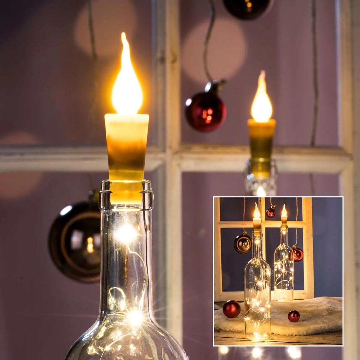 LED Světýlka do lahve Svíčka, 2 ks