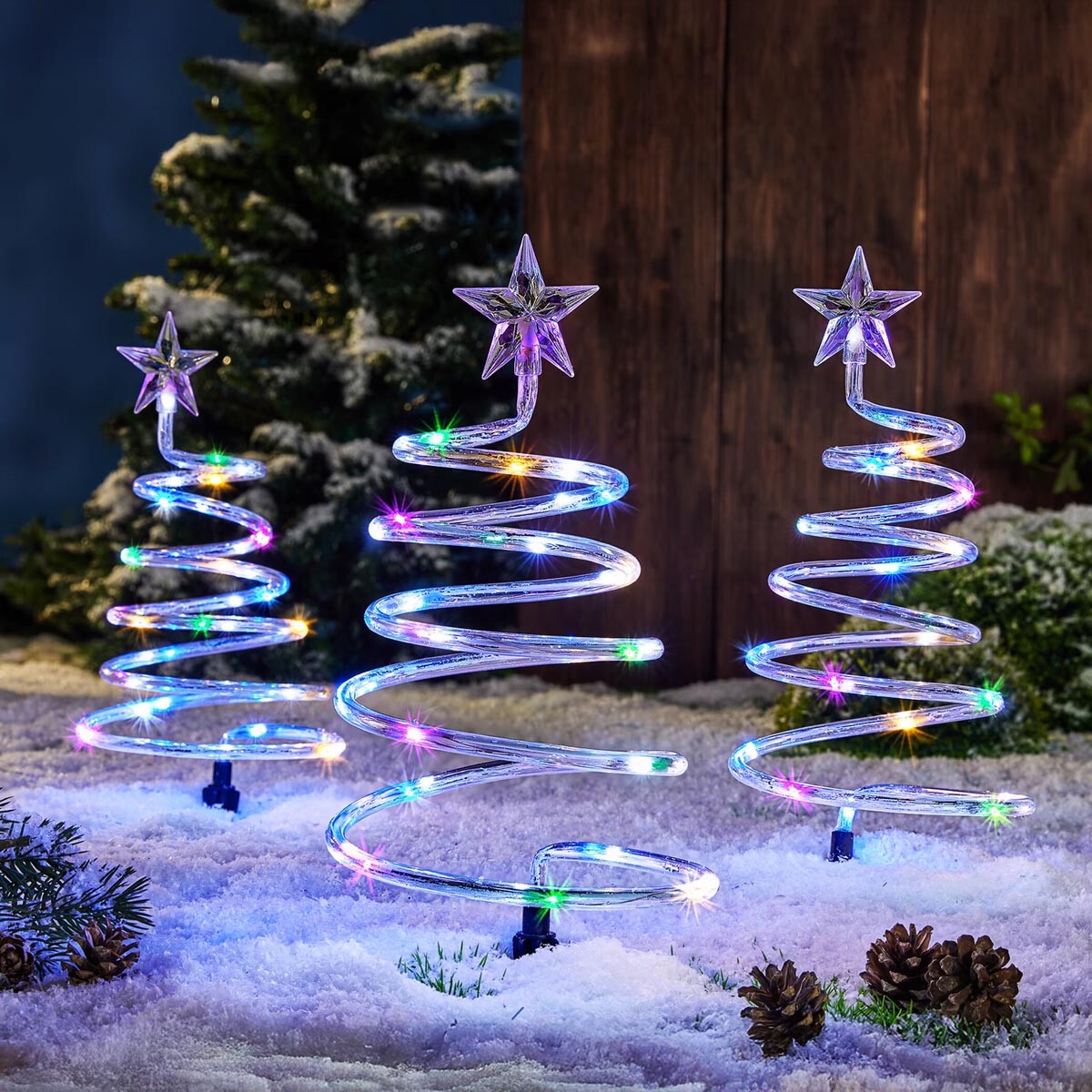 LED dekorace Vánoční stromek, 3 ks