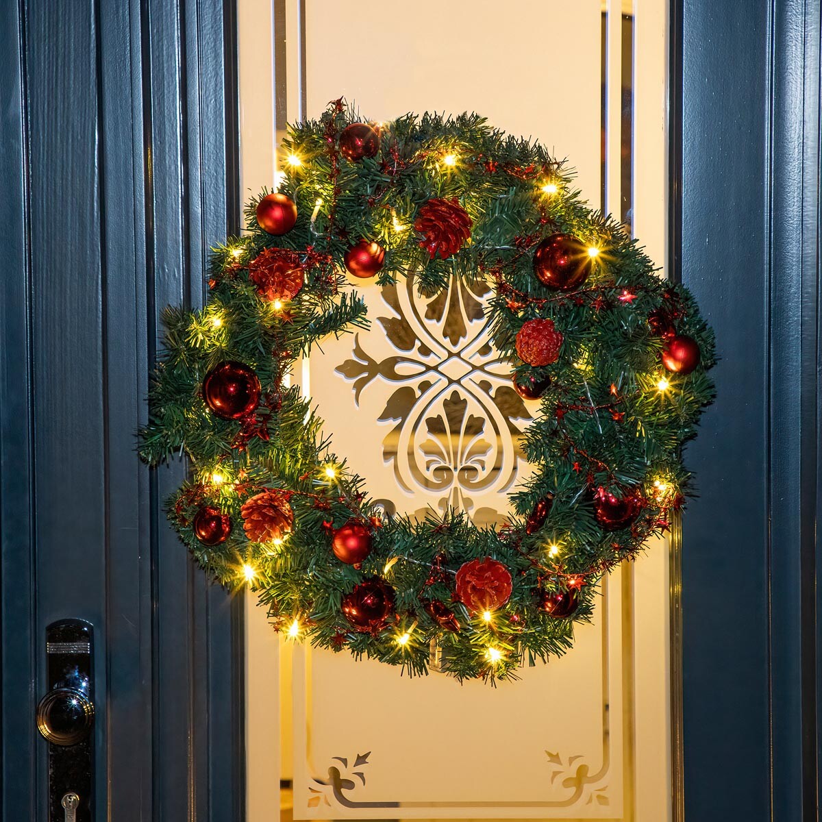 LED Vánoční věnec na dveře