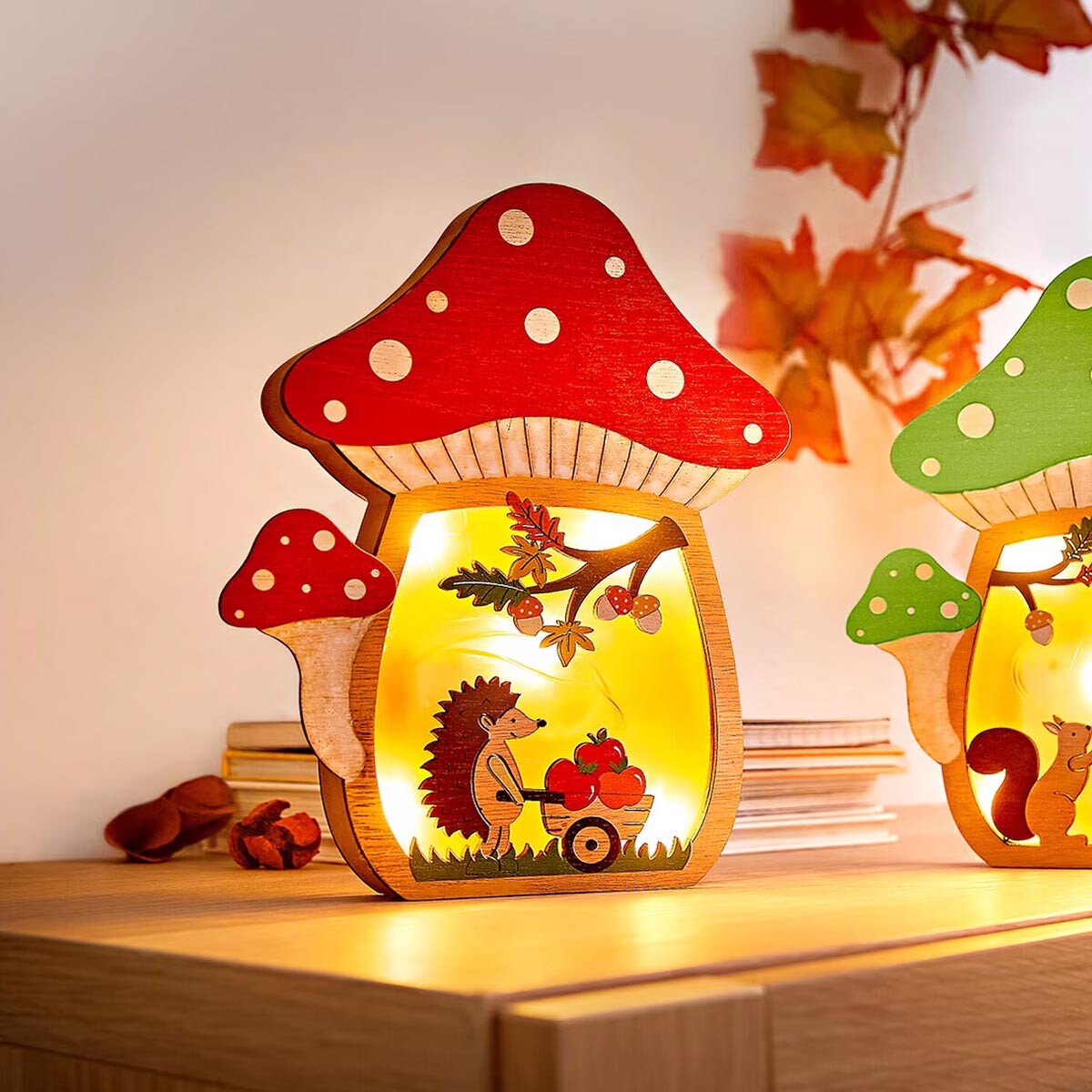 LED dekorace Houba, červená