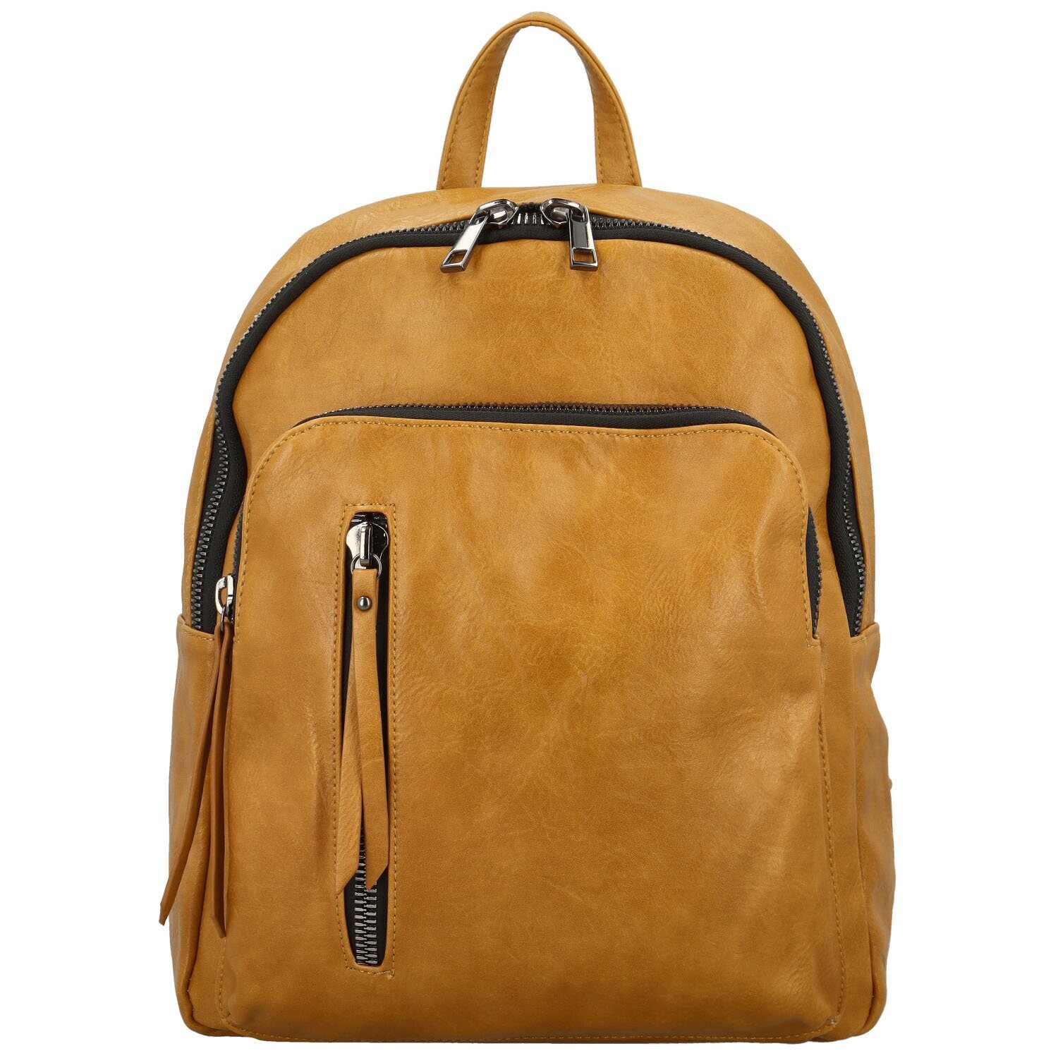 Trendy dámský koženkový kabelko-batoh Olefir, tmavě žlutý