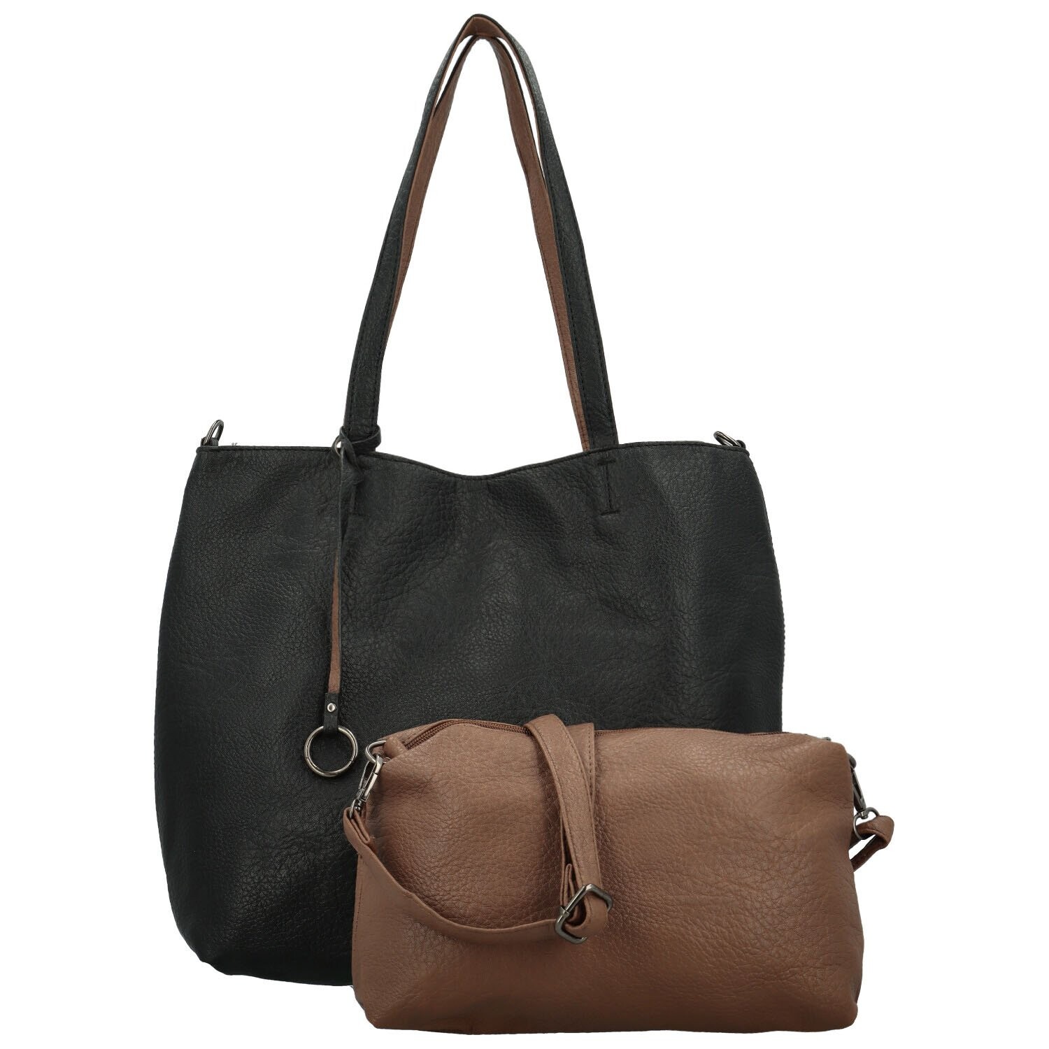 Trendy koženkový set kabelek Lexie, černý-hnědý