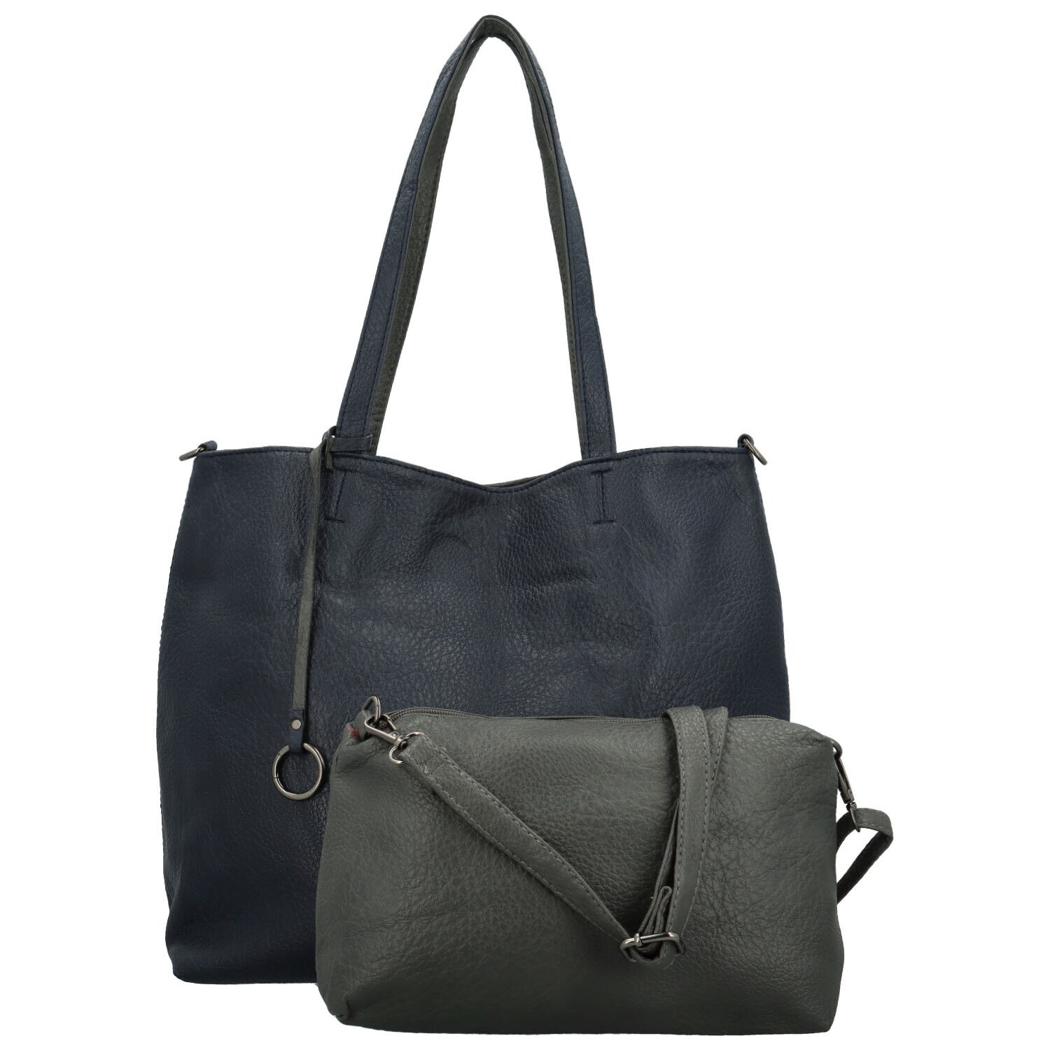 Trendy koženkový set kabelek Lexie, tmavě modrý-šedý