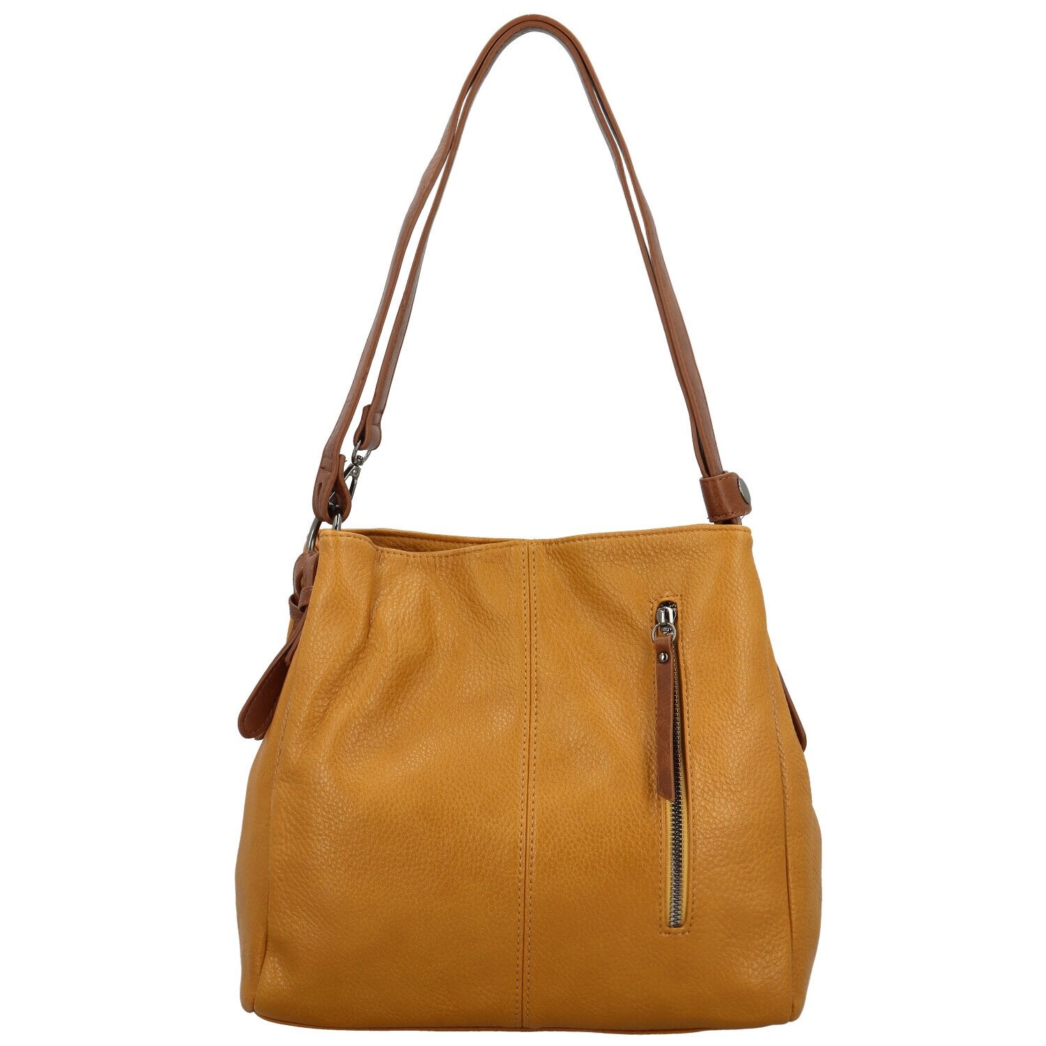 Stylová dámská koženková kabelka na rameno Smilla, tmavě žlutá