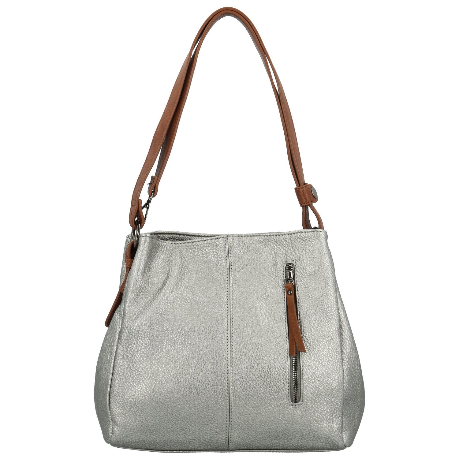Stylová dámská koženková kabelka na rameno Smilla, stříbrná