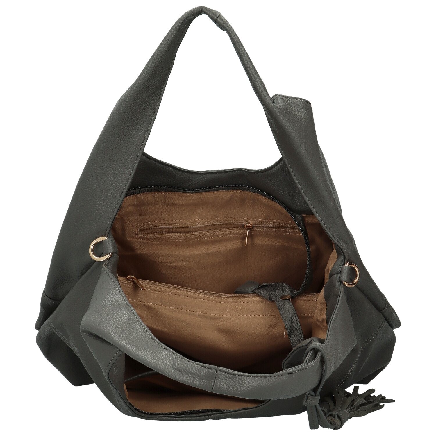 Módní dámská koženková kabelka na rameno Dalemi, tmavě šedá