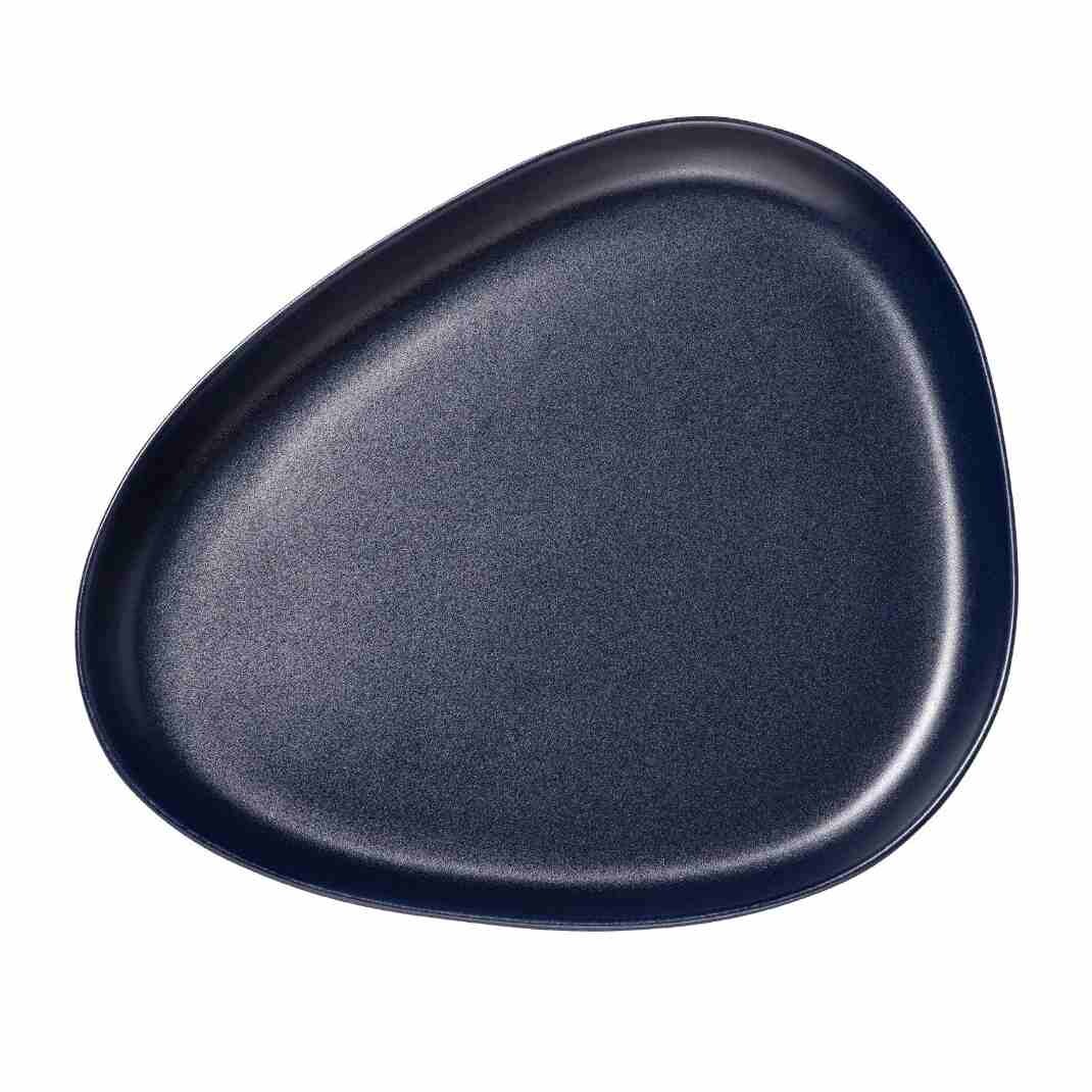 Servírovací talíř CURVE 35 cm, námořnická modrá, kamenina, LIND DNA