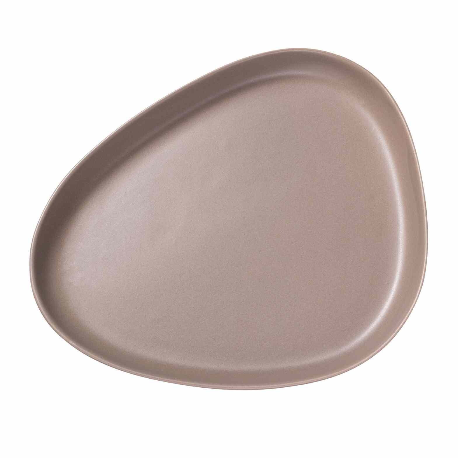 Servírovací talíř CURVE 35 cm, teplá šedá, kamenina, LIND DNA