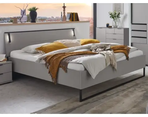 Postel s osvětlením Tilburg 180x200 cm, šedá sahara