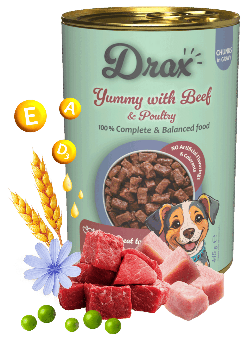 Konzerva Drax Adult Dog s hovězím a kuřecím 1240g