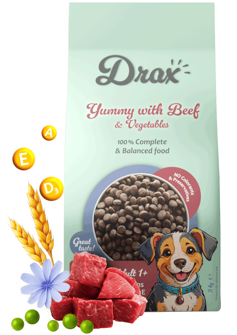 Krmivo Drax  Adult Dog s hovězím a zeleninou 3kg