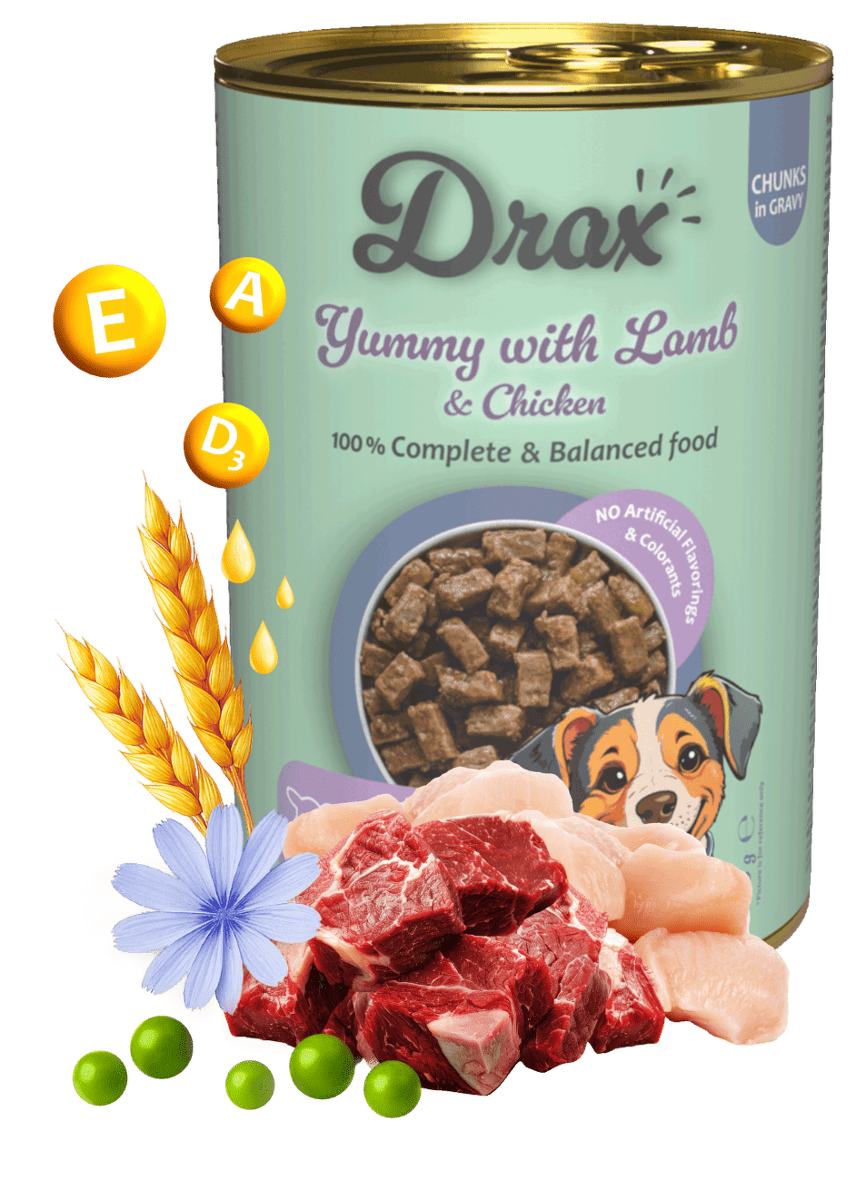 Konzerva Drax Adult Dog s jehněčím a kuřecím 1240g