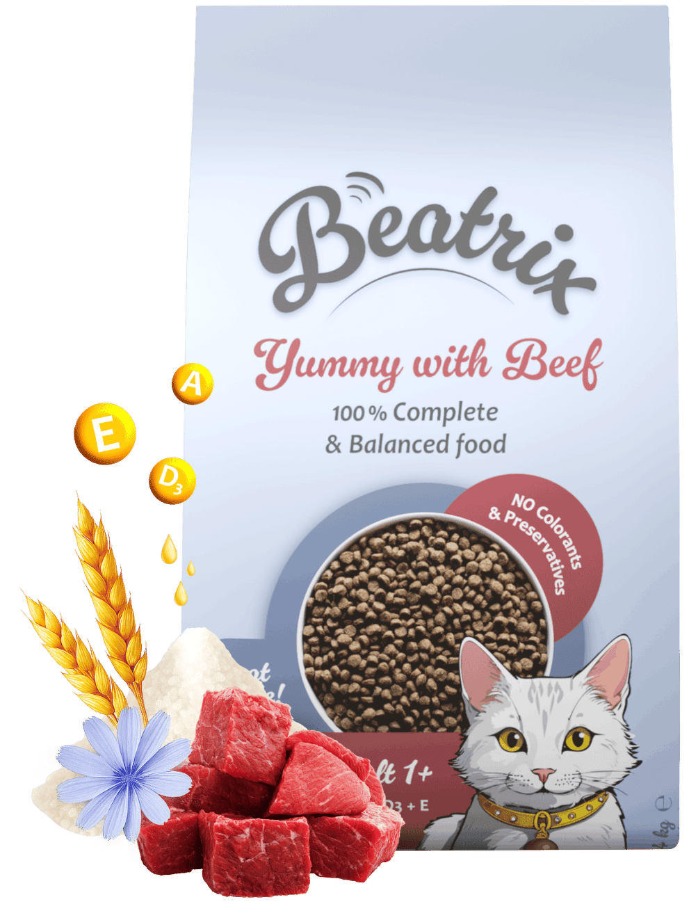 Krmivo Beatrix Adult Cat s hovězím 1,4kg