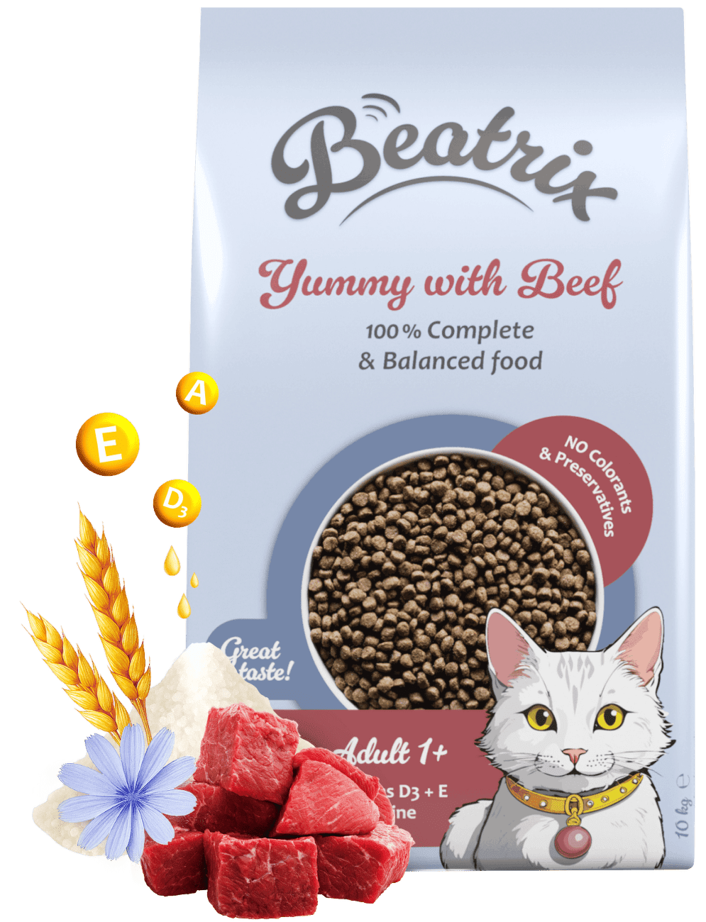Krmivo Beatrix Adult Cat s hovězím 10kg