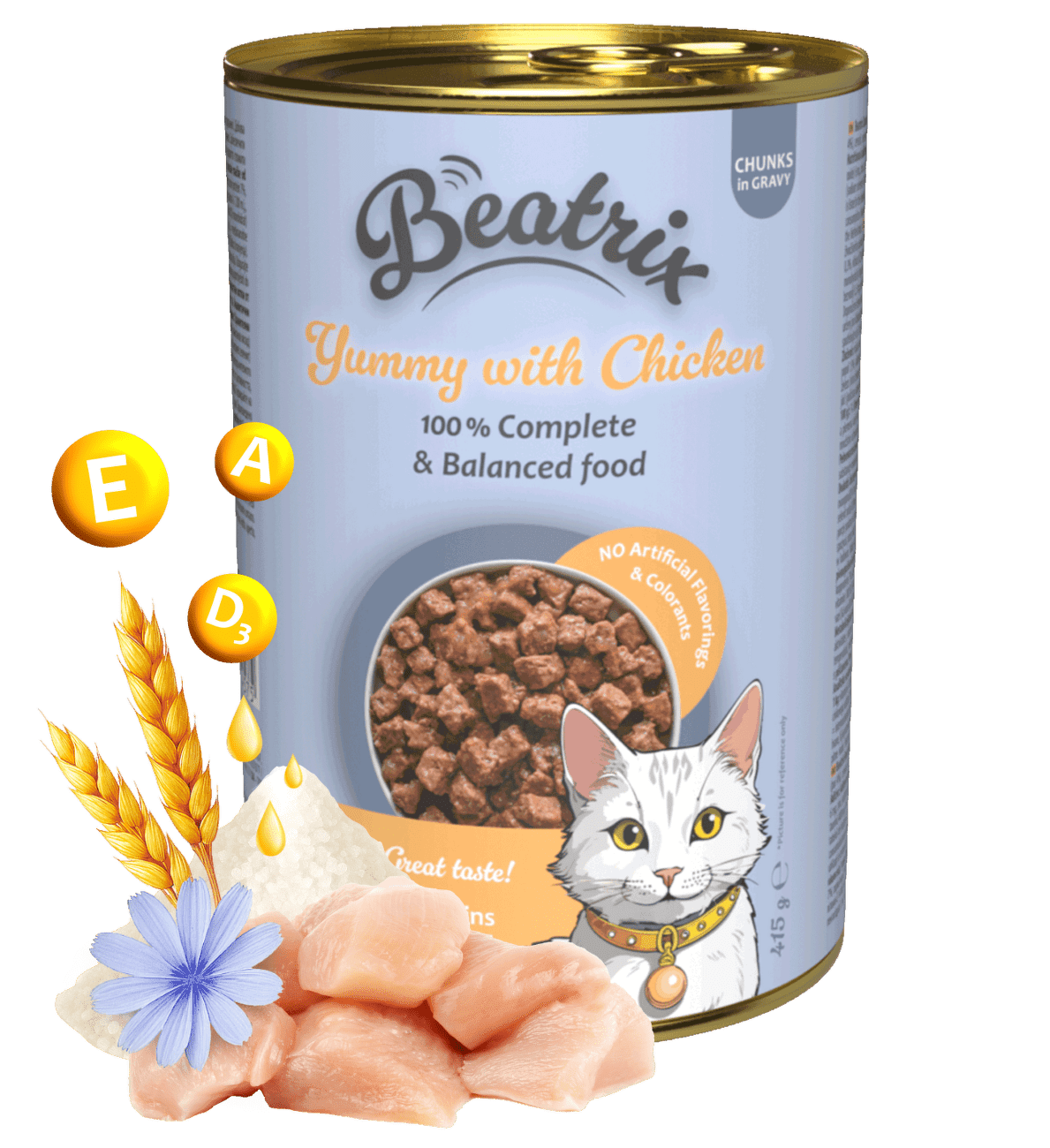 Konzerva Beatrix Adult Cat s kuřecím 415g