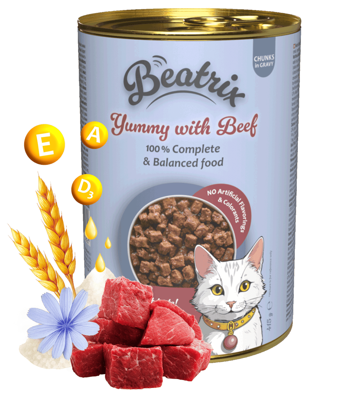 Konzerva Beatrix Adult Cat s hovězím 415g