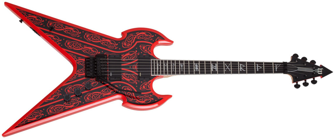 Schecter Wylde Audio Warhammer FR Norse Dragon Pinstripe - Red