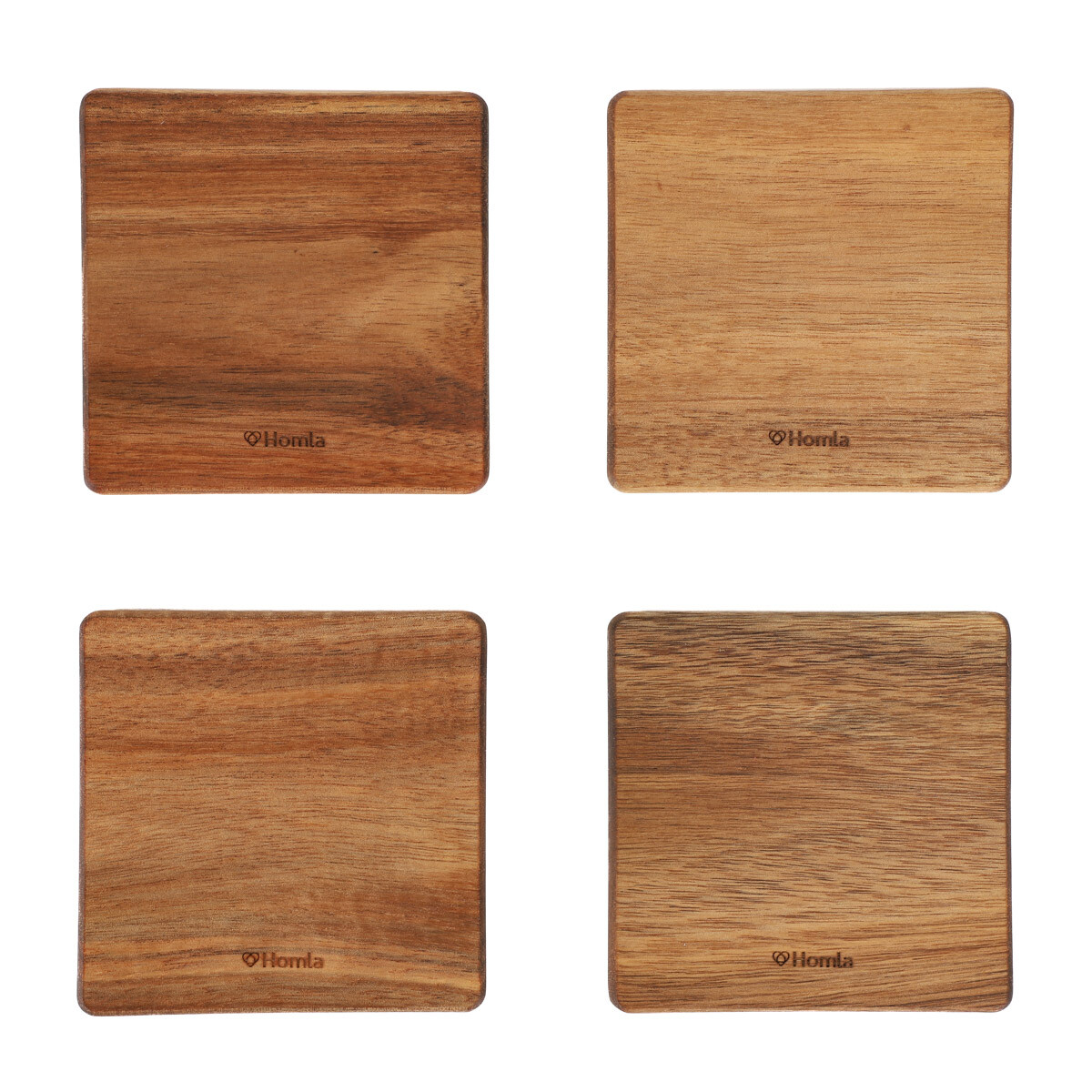 Sada | MOOKA | čtvercové akátové podtácky 4 ks | 10x10 cm | 893815 Homla