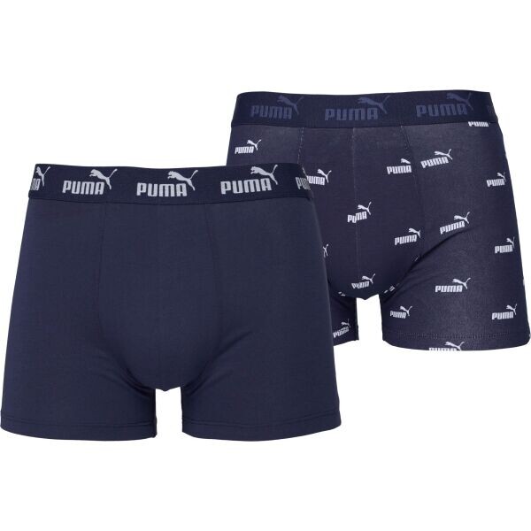 Puma ELEMENTS MEN LOGO PRINT BOXERS 2P Pánské boxerky, tmavě modrá, velikost