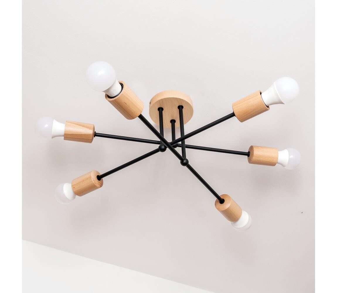 Přisazený lustr CAMBRIDGE 6xE27/15W/230V borovice