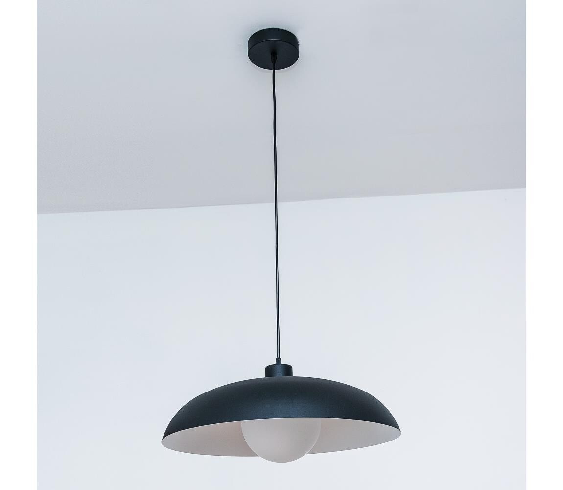 Lustr na lanku ECLIPSE 1xE27/15W/230V černá/bílá