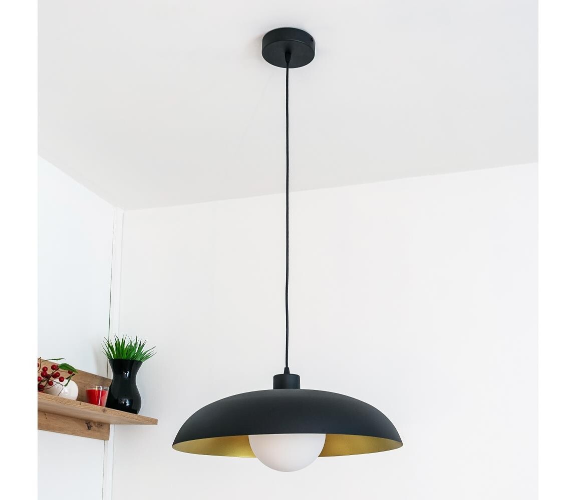 Lustr na lanku ECLIPSE 1xE27/15W/230V černá/zlatá