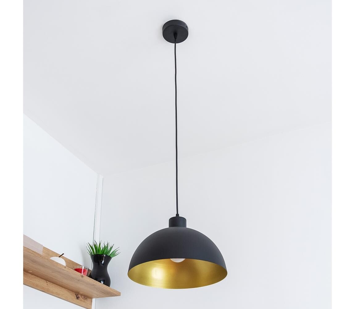 Lustr na lanku VESPER 1xE27/15W/230 pr. 30 cm černá/zlatá