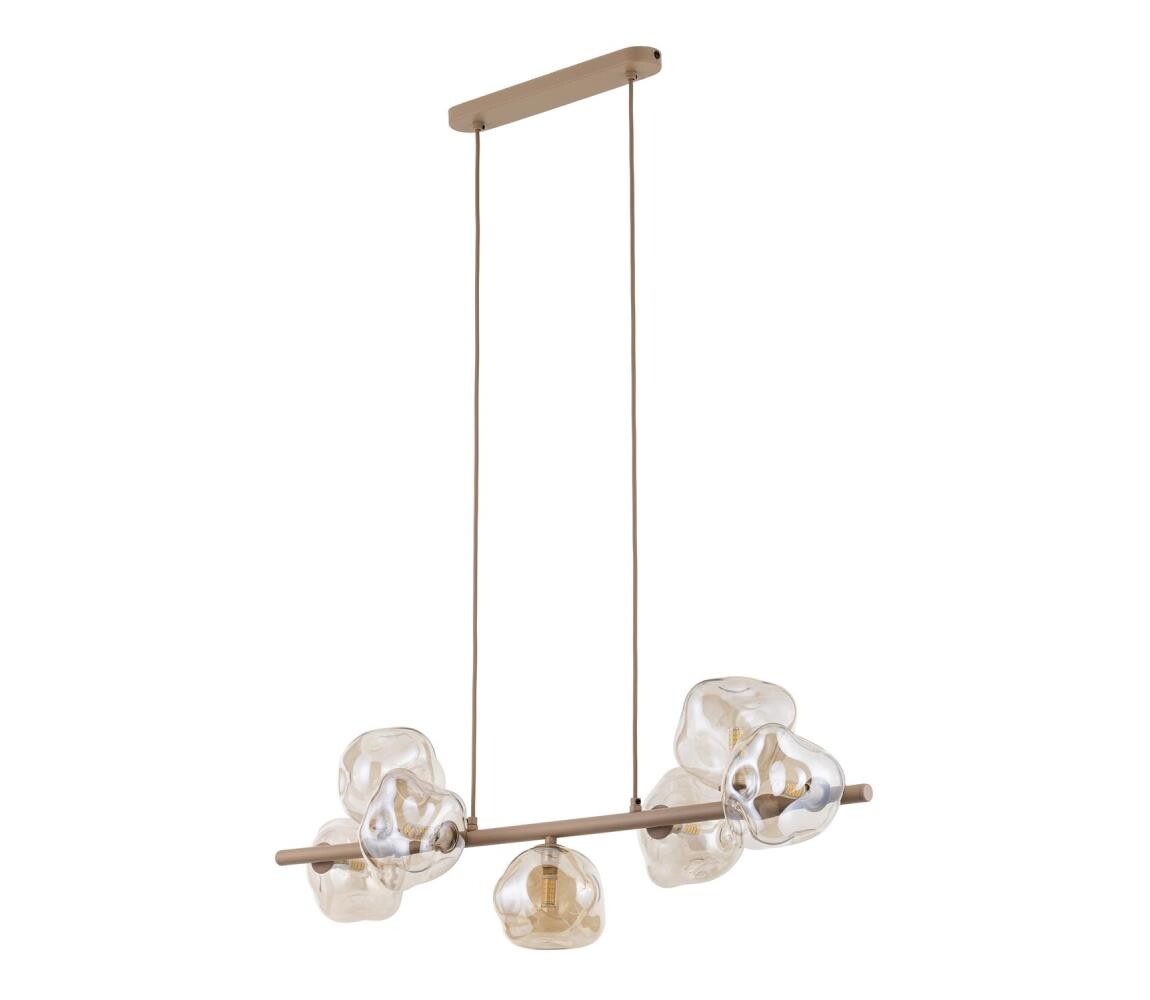 Lustr na lanku LAVA 7xG9/8W/230V béžová/kouřová béžová