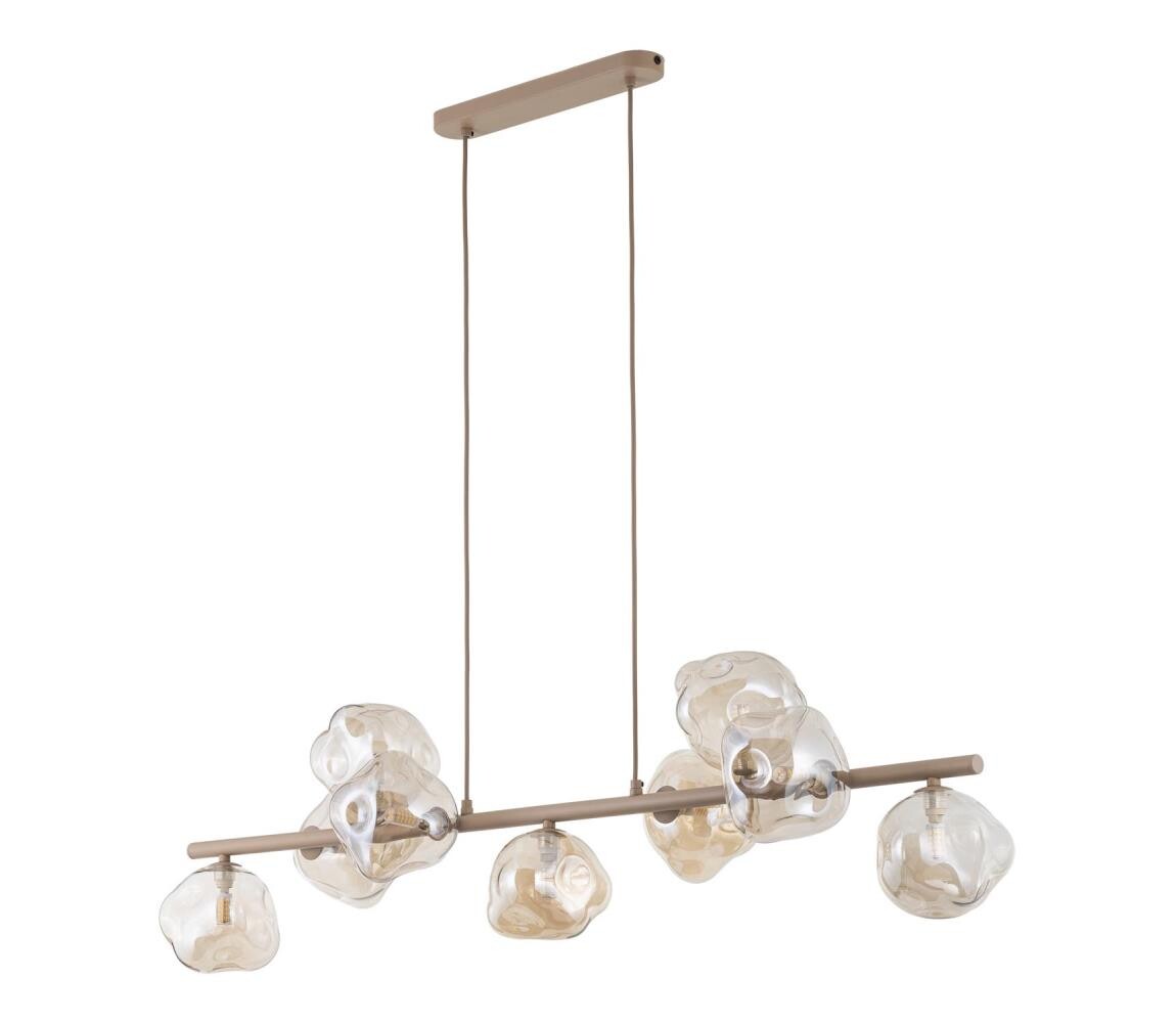 Lustr na lanku LAVA 9xG9/8W/230V béžová/kouřová béžová