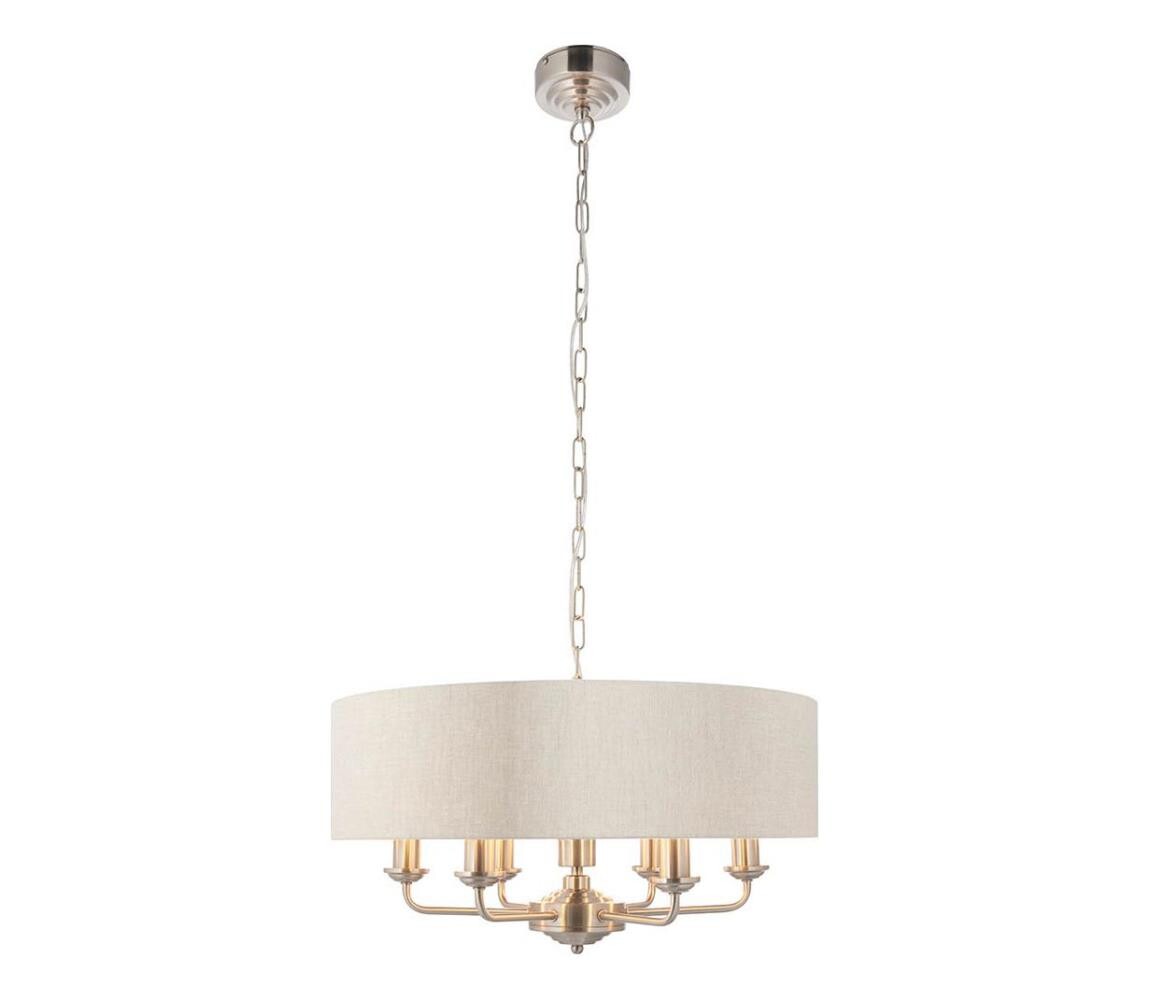 Endon Endon 94357 - Lustr na řetězu HIGHCLERE 6xE14/40W/230V béžová/matný chrom