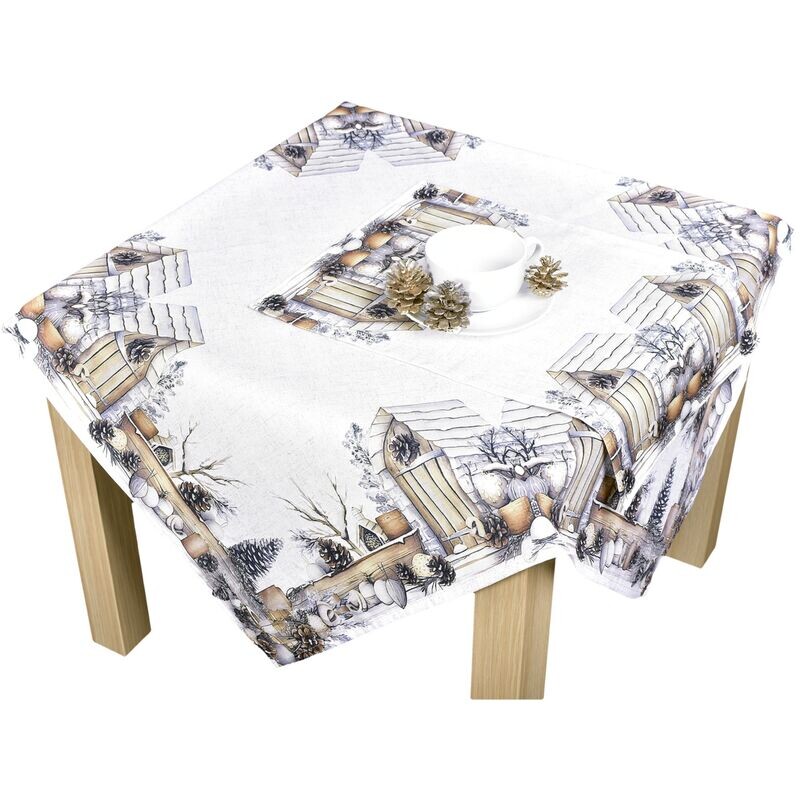 Ubrus vánoční, Domečky a šišky 30 x 45 cm