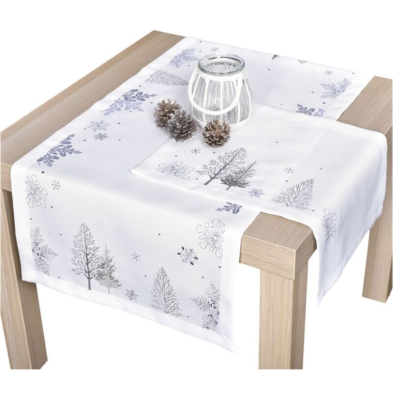 Ubrus Vánoční, Zimní pohoda, bílý 40 x 140 cm