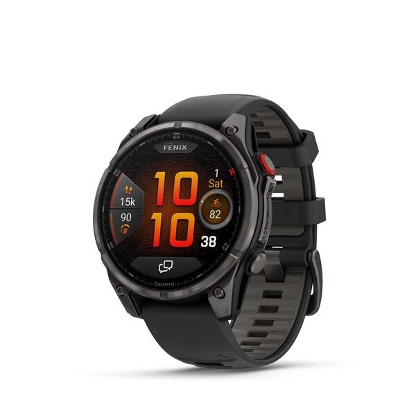 Garmin fēnix® 8 Pro – 47 mm, AMOLED Sapphire, Carbon grey DLC titanium se silikonovým řemínkem Black/Pebble Grey 010-03198-01