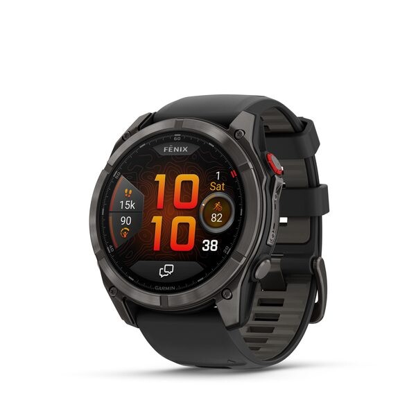 Garmin fēnix® 8 Pro – 51 mm, AMOLED Sapphire, Carbon grey DLC titanium se silikonovým řemínkem Black/Pebble Grey 010-03199-01
