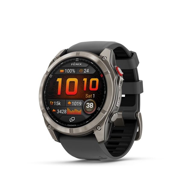 Garmin fēnix® 8 Pro – 51 mm, AMOLED Sapphire, Titanium se silikonovým řemínkem Graphite/Black 010-03199-11