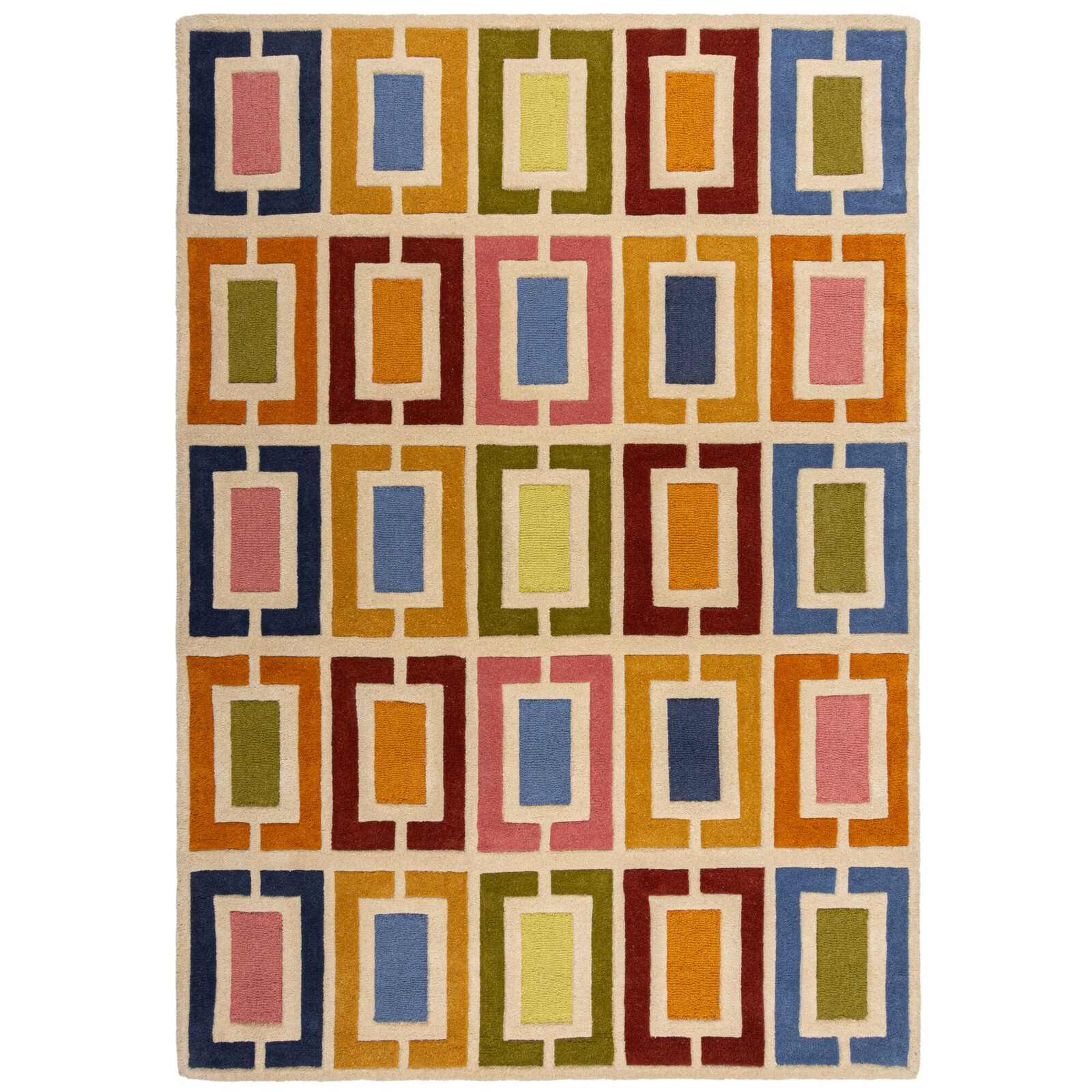 Ručně všívaný kusový koberec Illusion Retro Blocks Multi, 80x150, vícebarevná, dětský pokoj, Flair Rugs