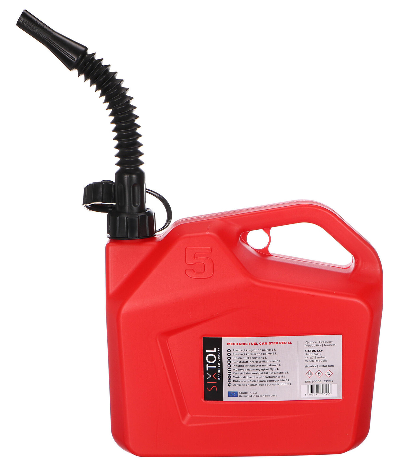 Kanystr plastový MECHANIC FUEL CANISTER RED 5L, červený SIXTOL