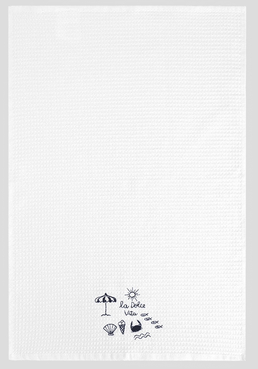 Kuchyňská utěrka | LA DOLCE VITA | vaflová bílá s modrým vzorem | 45x65 cm | 744587
