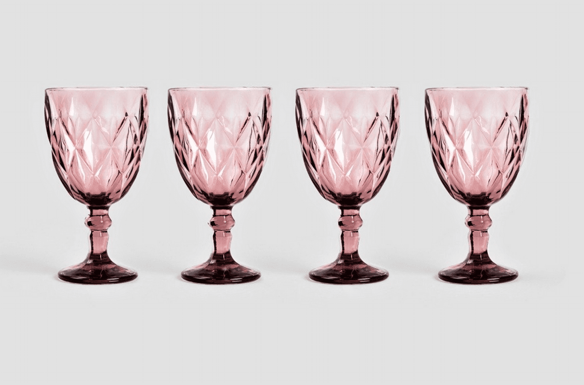 Sada sklenic | LUNNA | růžová 4 kusy | 0,34 l | 747663