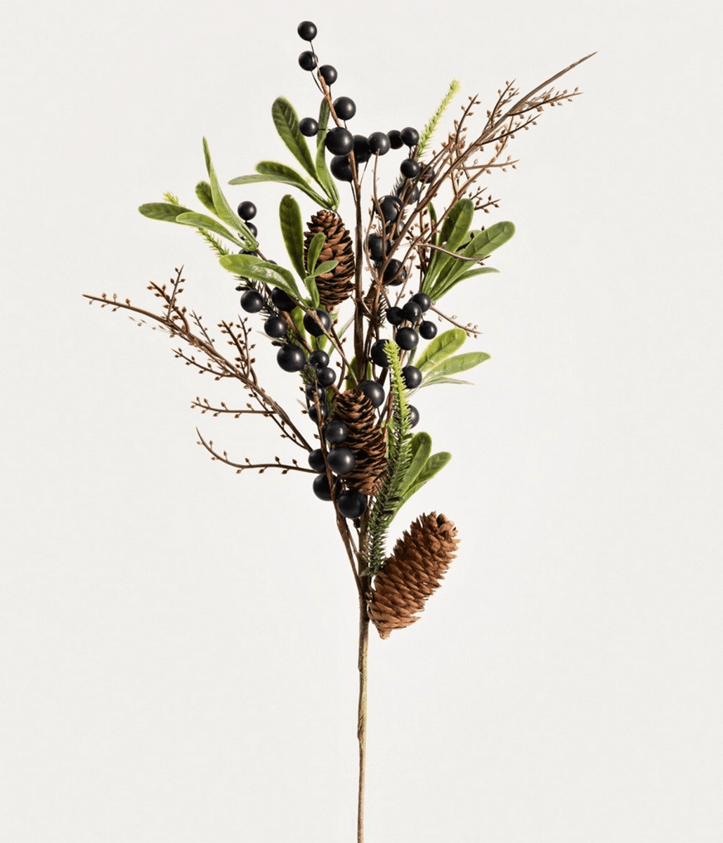 Umělá větvička | TUNDRA | s šiškami a hlohem | 60 cm | 752940