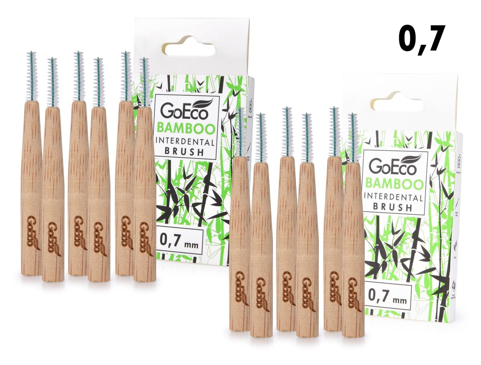 SADA 1+1 | GoEco® BAMBOO | mezizubní kartáčky | 0,7 mm | 12 ks | z bambusu