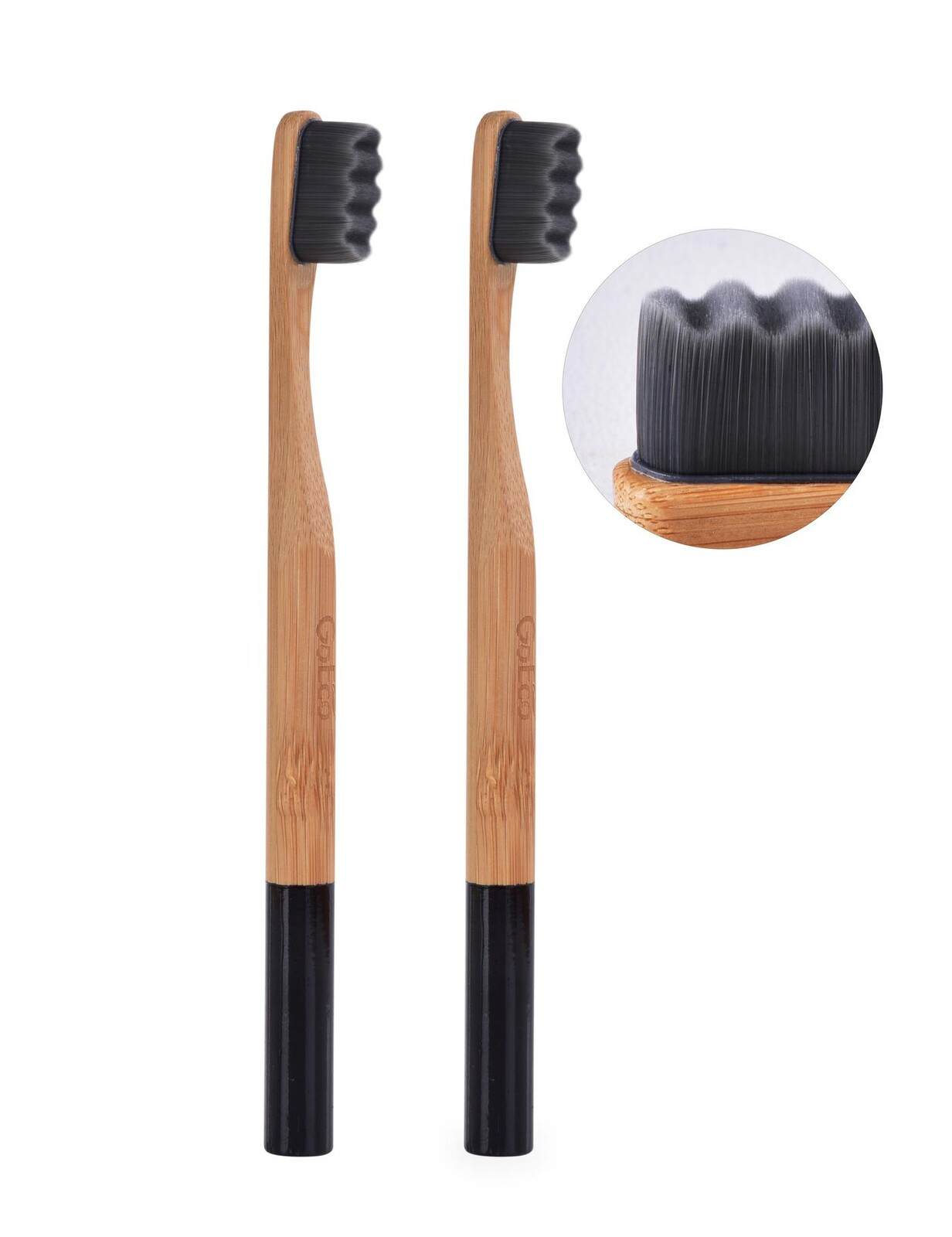 SADA 1+1 | GoEco® BAMBOO | zubní kartáček | 10 000 vláken | ultra jemné a husté štětinky | černý