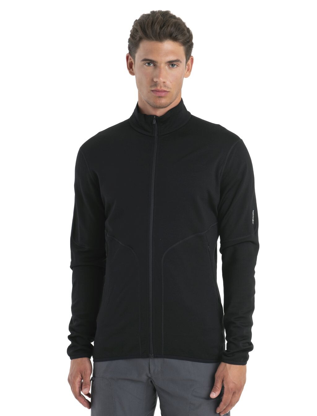 Pánská merino mikina ICEBREAKER Mens 560 Realfleece Elemental II LS Zip, Black velikost: L