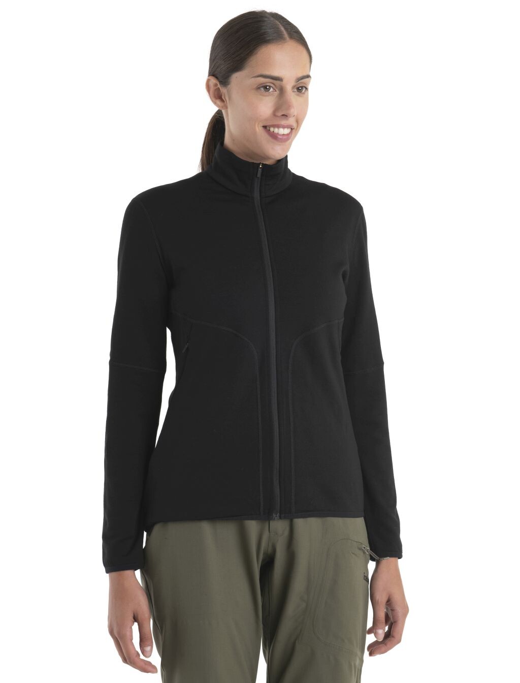 Dámská merino mikina ICEBREAKER Wmns 560 Realfleece Elemental II LS Z, Black velikost: L