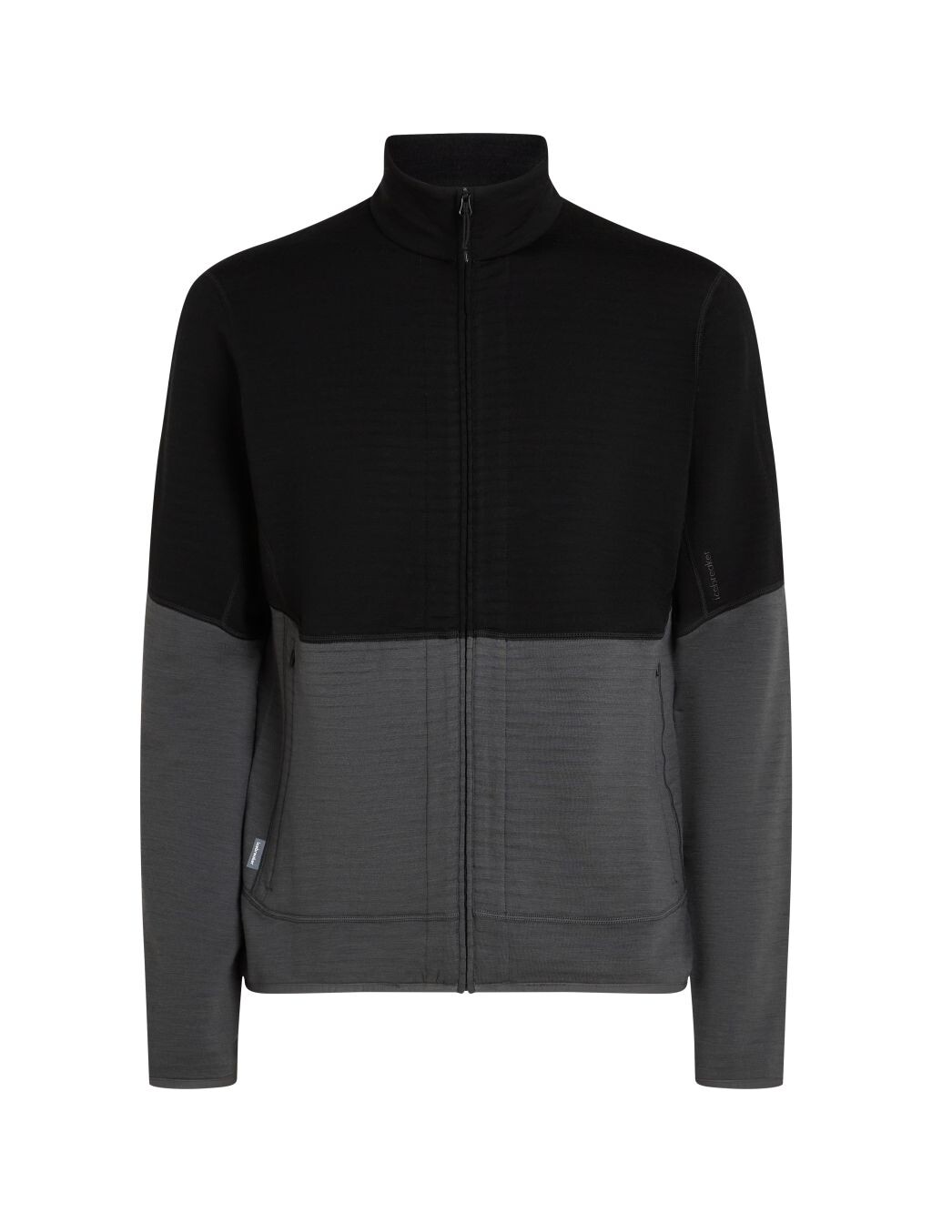 ICEBREAKER Mens 400 RealFleece Descender LS Zip, Black/Obsidian/Cb velikost: L