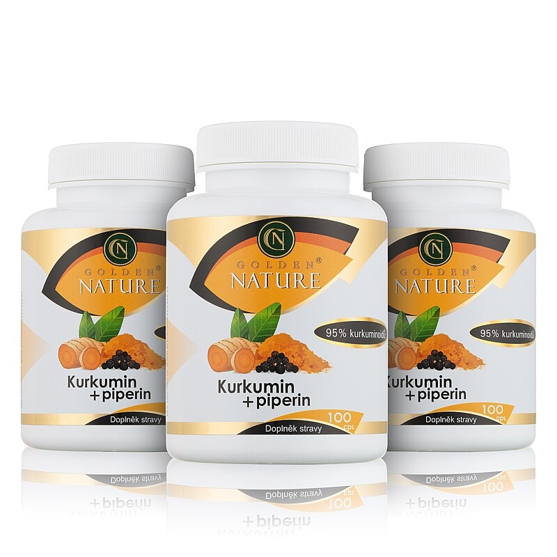 2+1 Golden Nature Kurkumin 95% + Piperin 300 cps. - Golden Nature