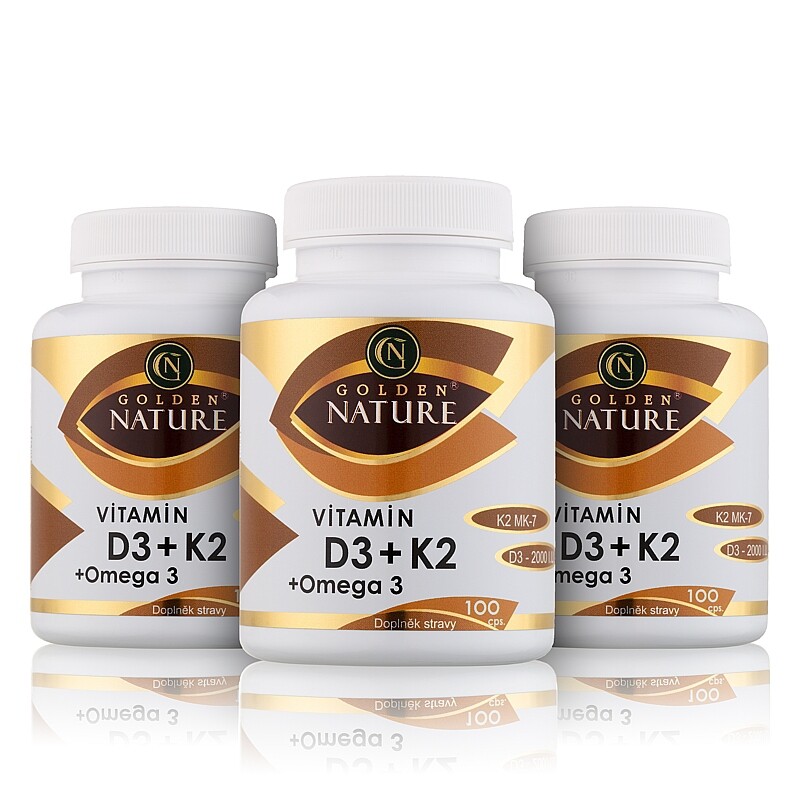 Golden Nature Vitamin D3+K2 MK-7+Omega 3 300 cps. - Golden Nature