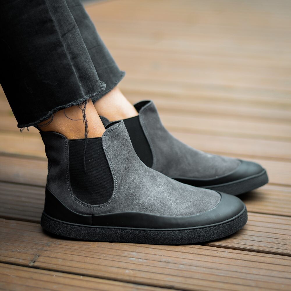 GROUNDIES SIENNA WOMEN Grey Black Dámské barefoot chelsea boty - 42