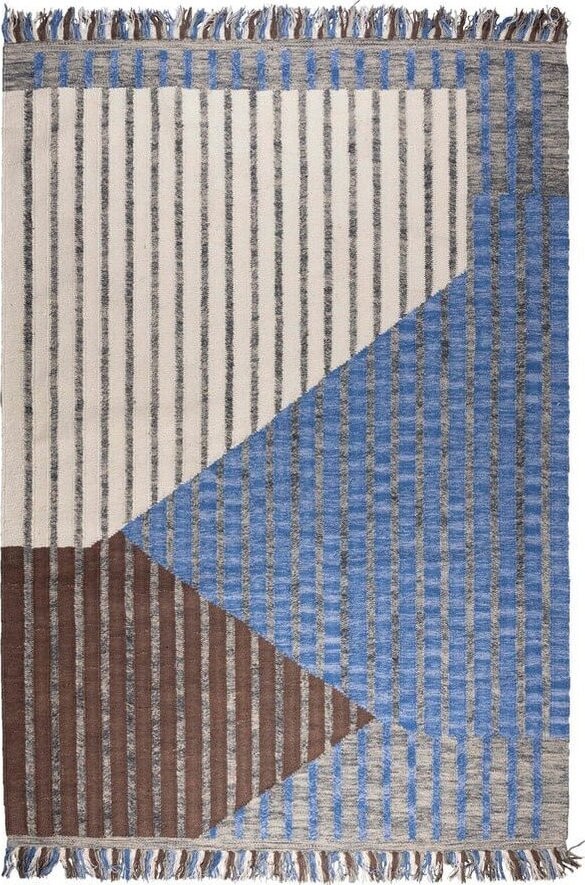 Modrý/hnědý bavlněný koberec 200x300 cm Hampton – Dutchbone