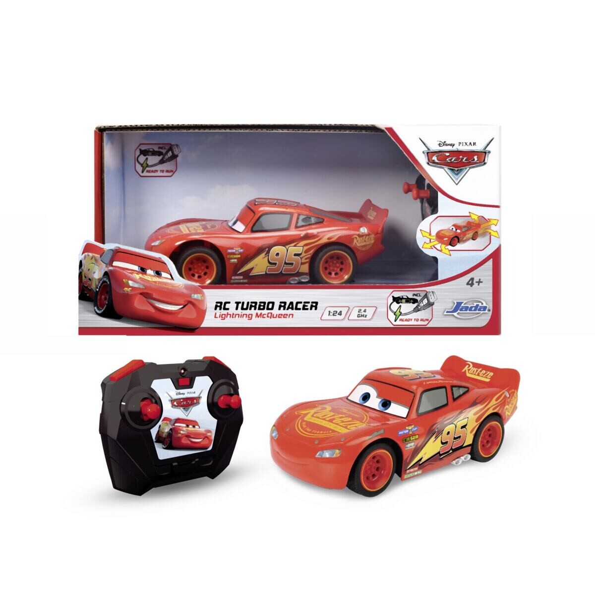Jada RC Cars 3 Blesk McQueen Turbo Racer 1:24, 17cm, 2kan